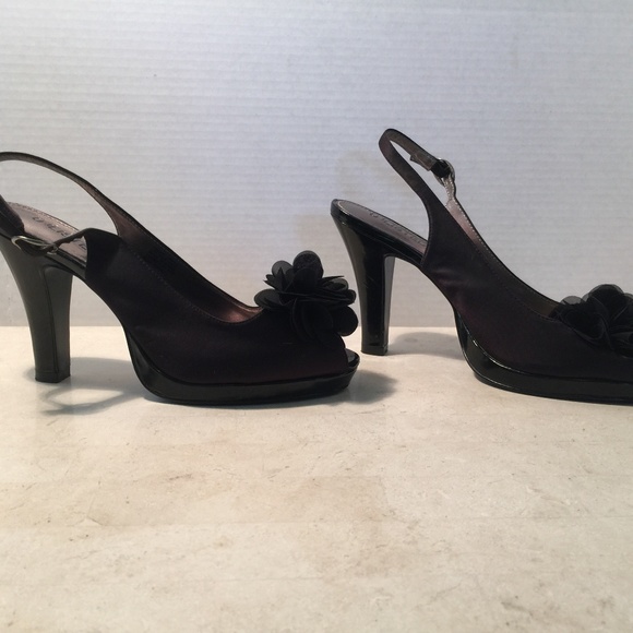 Unlisted Black Satin Peep Toe Sling - Picture 2 of 3